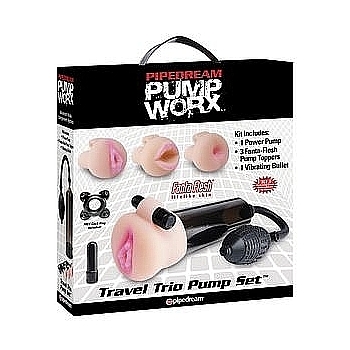 bomba peniana pump worx travel trio pump set - pipedream