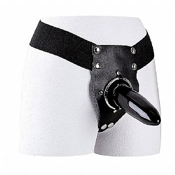 cinta com penetrador negro 14x4cm - leather ring harness