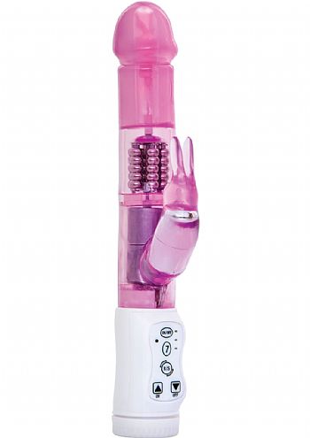 vibrador rotativo rosa com estimulador clitoriano - petite natural tip rabbit purple