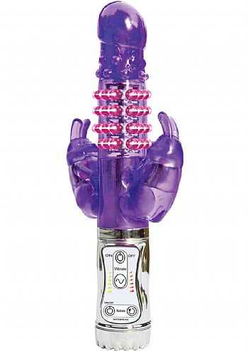 vibrador rotativo triplo - triple climax dual vibrating rabbit waterproof purple 11 inch